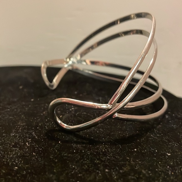 8” titanium plated four layer abstract open cuff bracelet - Picture 8 of 12